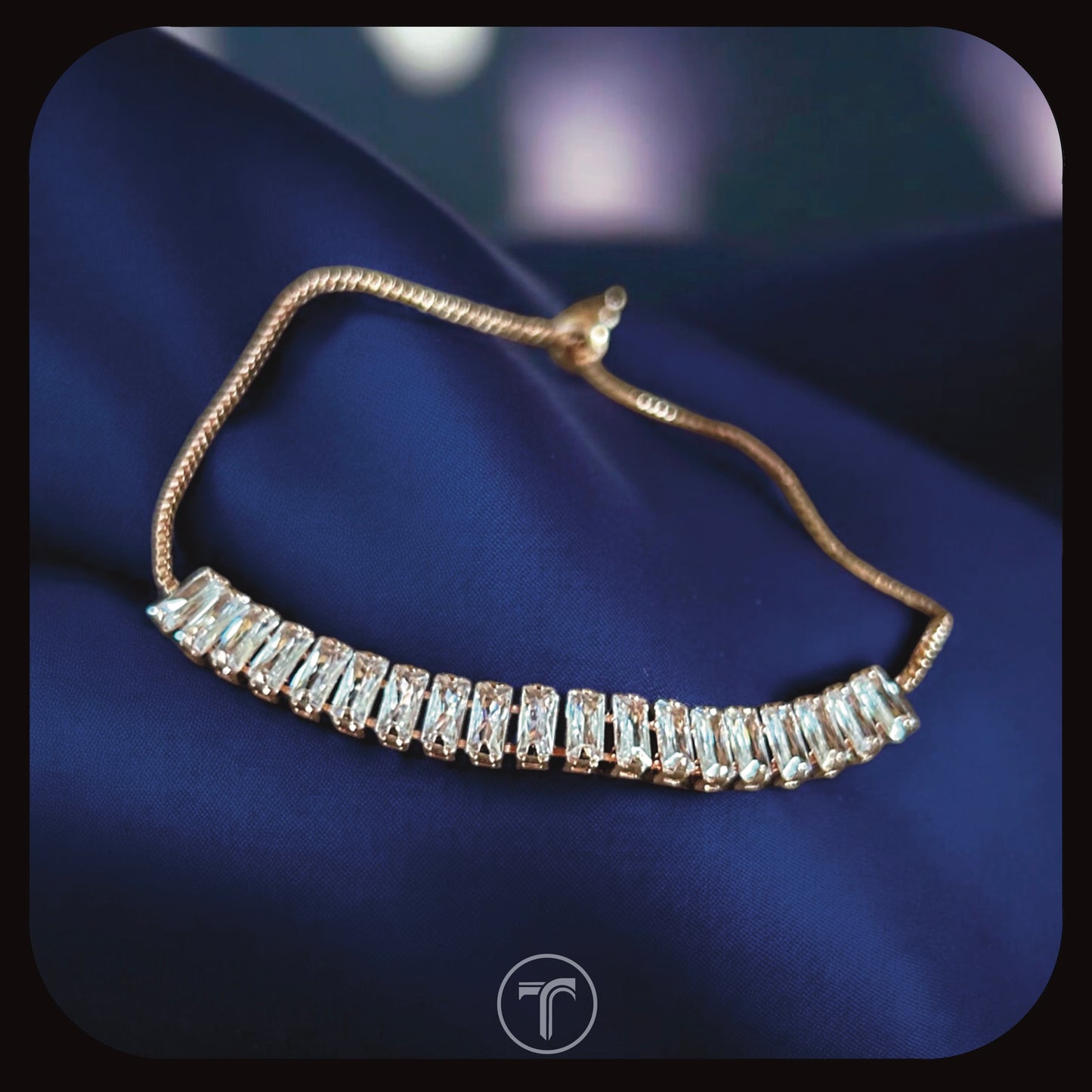 The Baguette Cluster Rose Slider Bracelet