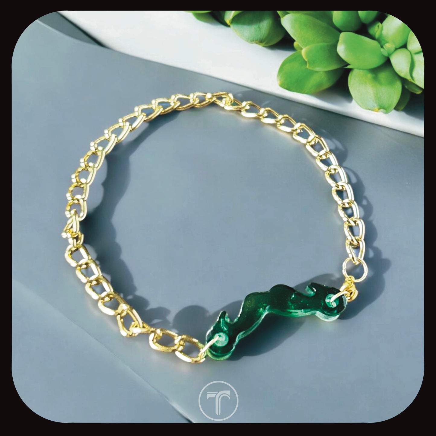 The Green Moustache Bracelet for Him