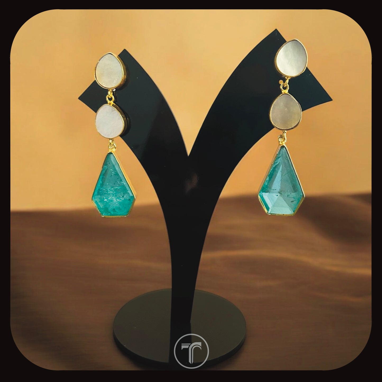 The Druvi Dangler Earrings- Ocean Green