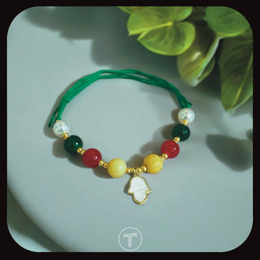 The Multi Color Hamza Charm Rakhi For Him