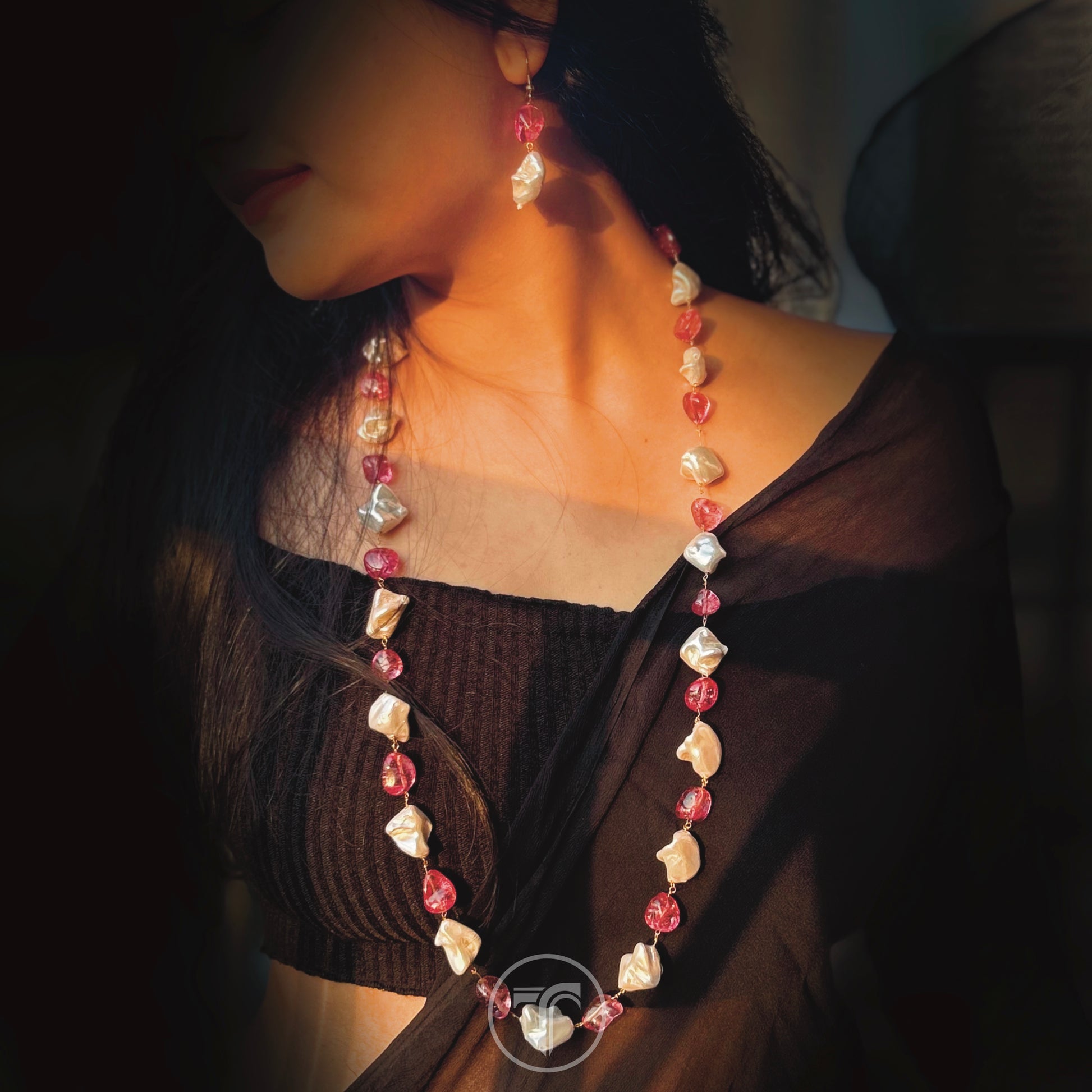 The Eden Necklace Set Pink – Tiyaa's Store