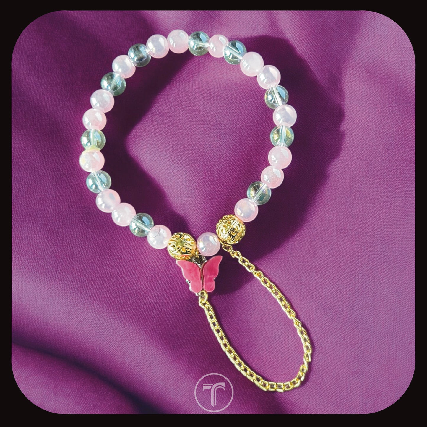 The Butterfly Charm Bracelet-Pink