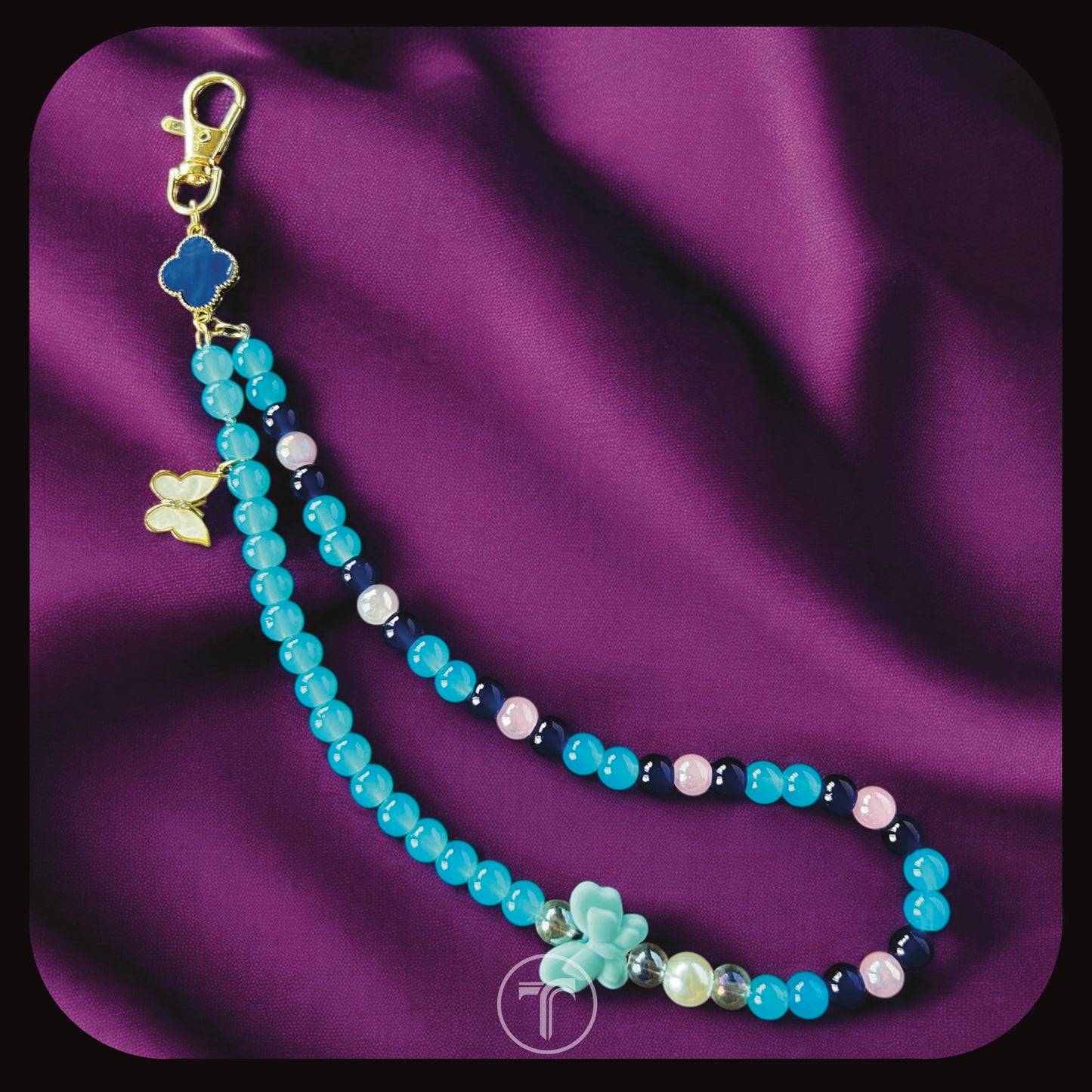 The Blue Clover with Butterfly Phone Charm