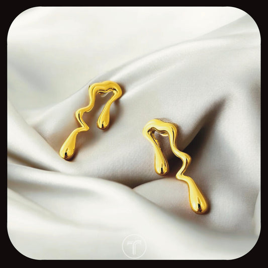 The Molten Gold Drop Stud Earrings