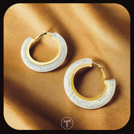 The White Stone Ear Hoops