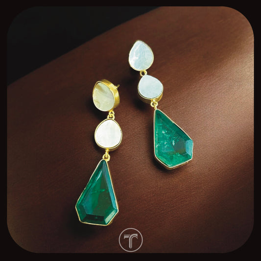 The Druvi Dangler Earrings- Emerald Green