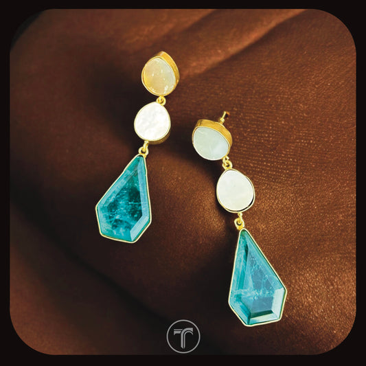The Druvi Dangler Earrings- Ocean Green
