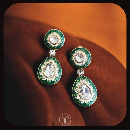 The Lotus Enamel Dangler Earrings
