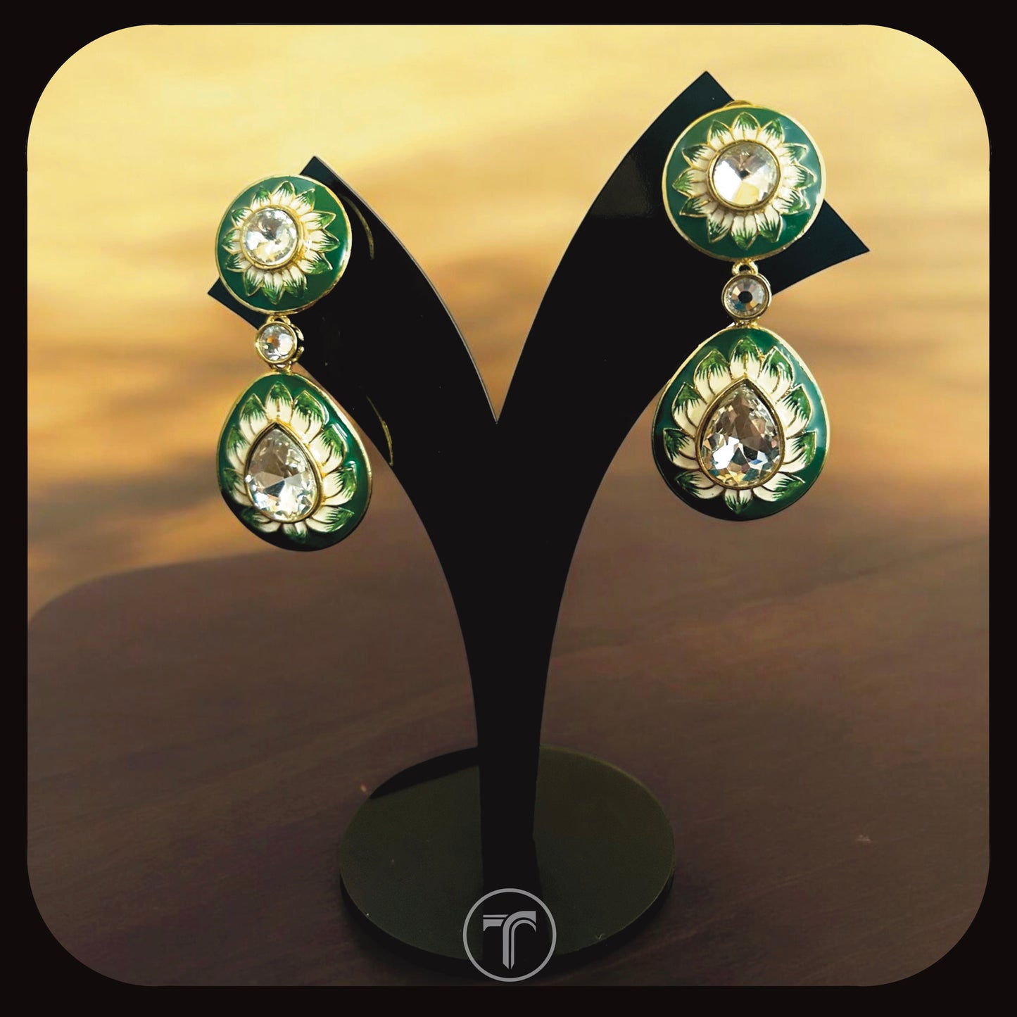 The Lotus Enamel Dangler Earrings