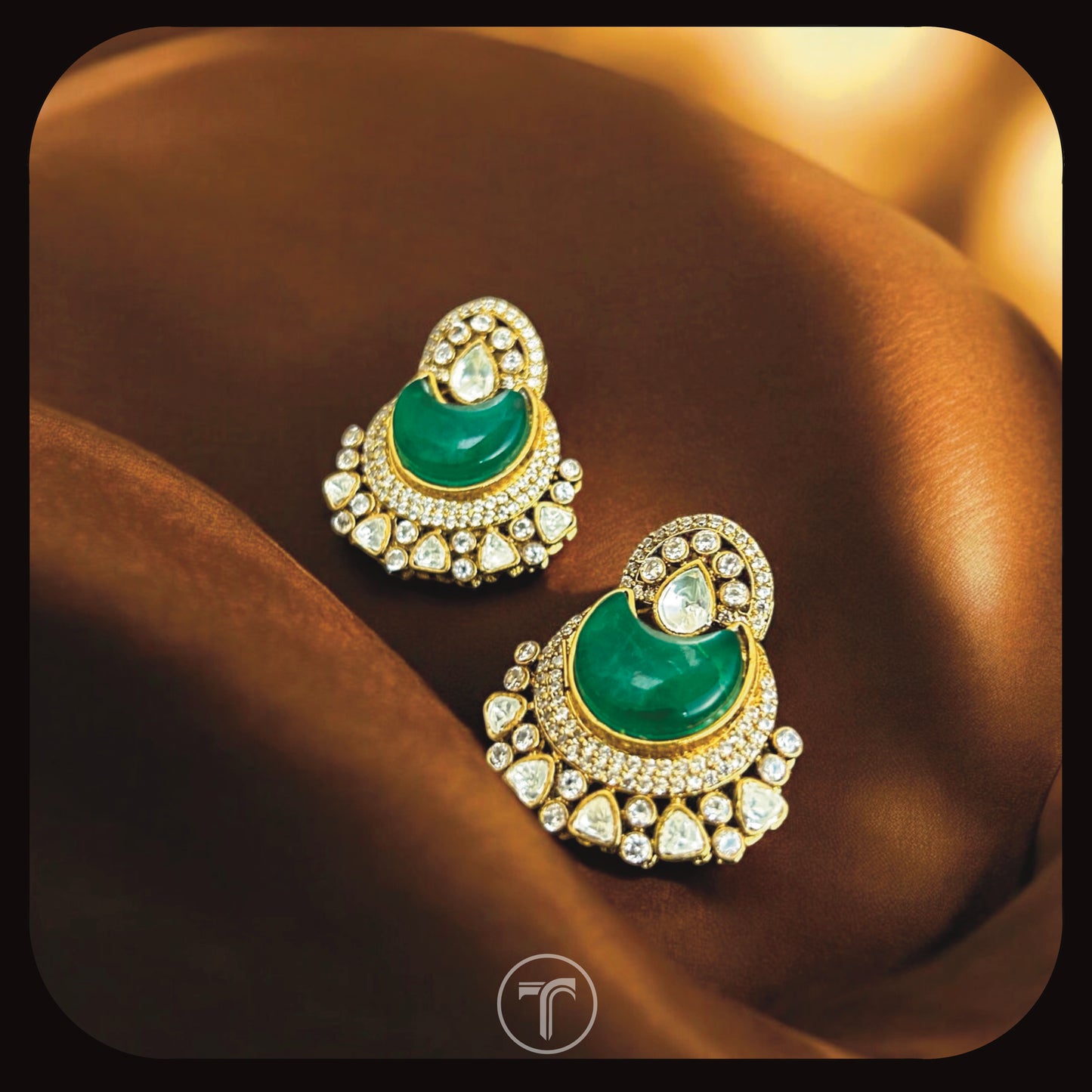 The Hansika Dangler Earrings- Emerald Green