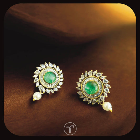 The Rohita Dangler Earrings- Green