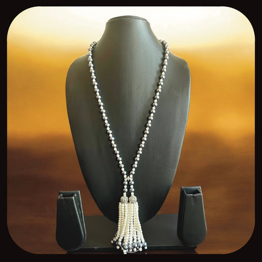 The Dual Tone Pearl Tassle Necklace