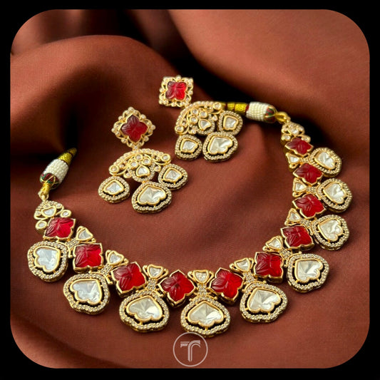 The Dhruti Necklace Set- Red